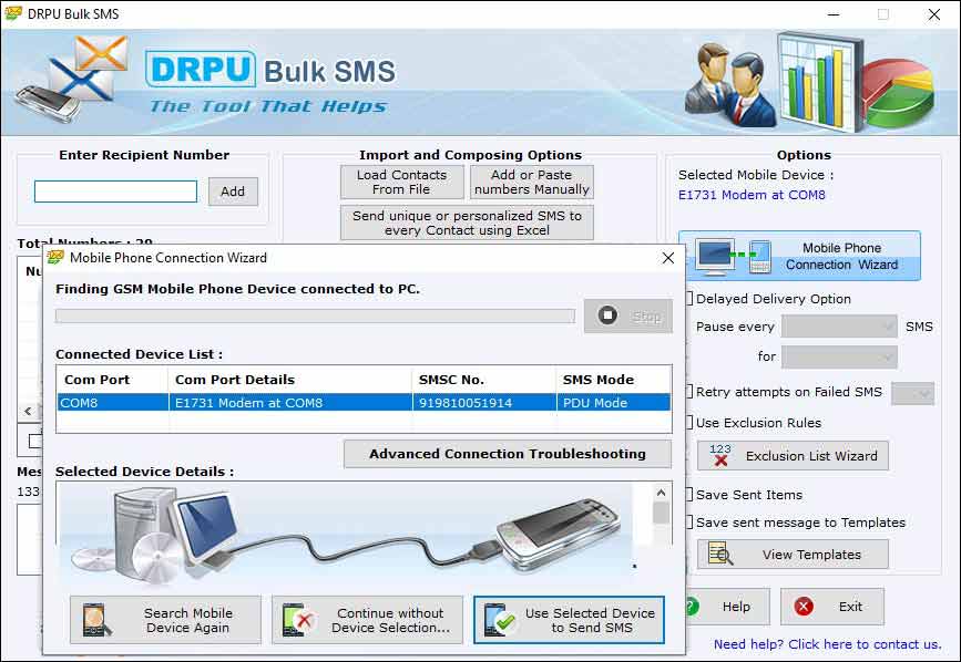 PC to Cell Phone Bulk SMS Tool screen shot