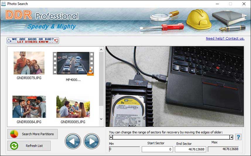 Screenshot of Data Retrieval Software