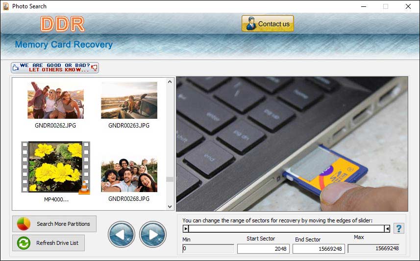 Screenshot of Kingston Memory Card Data Recovery Tool